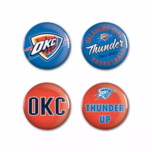 WinCraft NBA Oklahoma City Thunder Button 4 Pack Multicolor