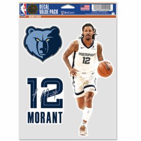   WinCraft - NBA Multi Use 3 Fan Pack Decal Ja Morant Memphis Grizzlies MC