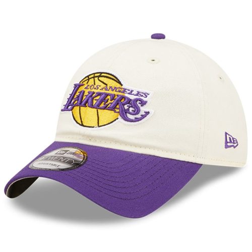 NEW ERA NBA LOS ANGELES LAKERS DRAFT 9TWENTY STRAPBACK CAP CREAM/PURPLE