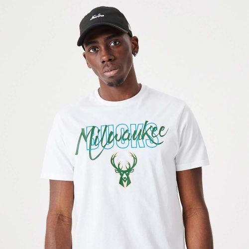 NEW ERA NBA MILWAUKEE BUCKS SCRIPT TEE WHITE XXL
