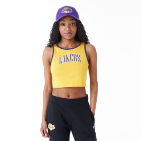   New Era NBA Team Wordmark Los Angeles Lakers Womens Crop Tank Top Yellow
