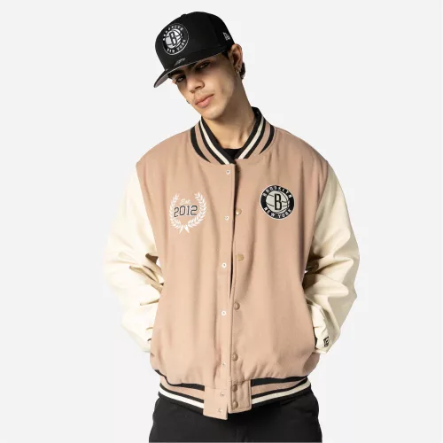 New Era NBA Brooklyn Nets Varsity College Jacket Beige XXL