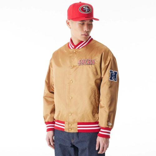 New Era NFL San Francisco 49Ers Satin Bomber Jacket Bronze / Scarlet XXL