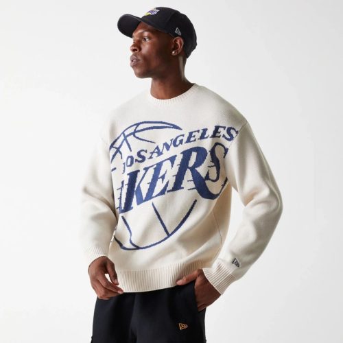 New Era NBA Los Angeles Lakers Knit Oversized Knit Sweater Light Beige