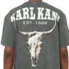 KARL KANI SMALL SIGNATURE WASHED HEAVY JERSEY SKULL TEE ANTHRACITE