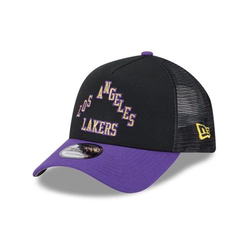New Era Los Angeles Lakers NBA City Edition Yellow 9Forty A-Frame Trucker Adjustable Cap Black ONE