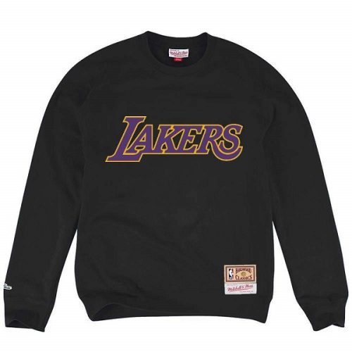 MITCHELL & NESS LOS ANGELES LAKERS EMBROIDERED LOGO CREW BLACK