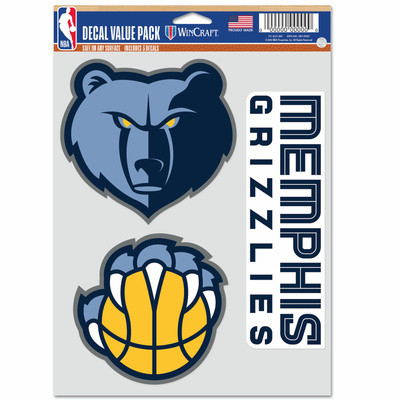 WinCraft - NBA Multi Use 3 Fan Pack Decal Memphis Grizzlies MC ONE