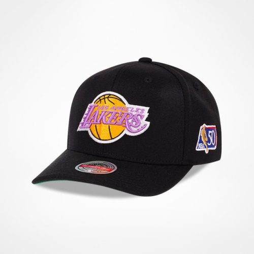 MITCHELL & NESS LOS ANGELES LAKERS 50TH ANNIVERSARY PATCH CLASSIC REDLINE SNAPBA BLACK