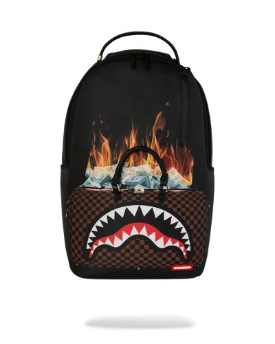 Sprayground Bag Of Money On Fire Backpack Black ONE