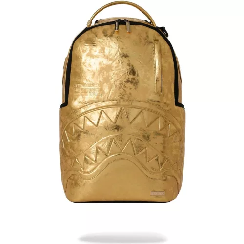Sprayground Gold Weathered Backpack Gold