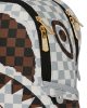 Sprayground Cream And Brown Tear Check Savage Backpack Brown