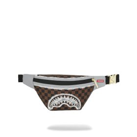 Sprayground Cream And Brown Tear Check Savvy Crossbody Brown