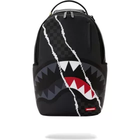 Sprayground Center Rip Revealing Gray Check Backpack Black
