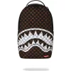 Sprayground Brown And Cream Drip Check Shark Backpack Brown