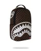 Sprayground Brown And Cream Drip Check Shark Backpack Brown