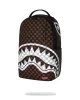 Sprayground Brown And Cream Drip Check Shark Backpack Brown