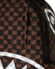 Sprayground Brown And Cream Drip Check Shark Backpack Brown