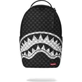Sprayground Black And White Drip Check Shark Backpack Black