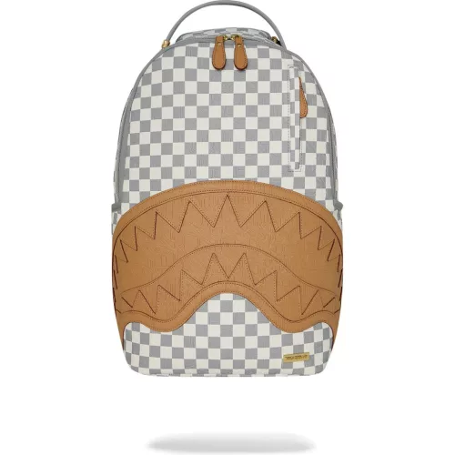 Sprayground Embossed Cream Check Backpack Grey