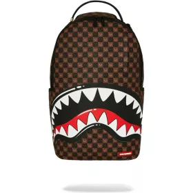   Sprayground Sharks In Paris Wtf Bubble Brown Check Backpack Brown