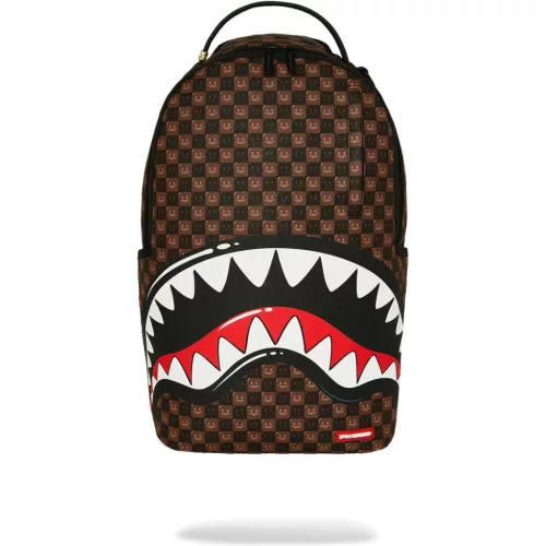Sprayground Sharks In Paris Wtf Bubble Brown Check Backpack Brown