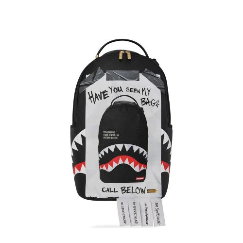 Sprayground Missing Bag Flyer On Bag With Real Cut Strips Backpack Black/White ONE