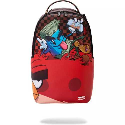 Sprayground Money Boy Chillin On Big Angry Bird Backpack Red One