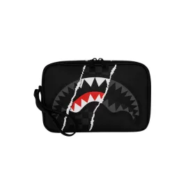   Sprayground Center Rip Revealing Gray Check Toiletry Brick Black