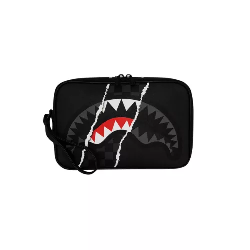 Sprayground Center Rip Revealing Gray Check Toiletry Brick Black