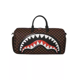   Sprayground Sharks In Paris Wtf Bubble Brown Check Duffle Brown
