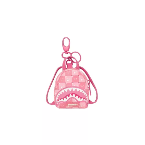 Sprayground Pink New Check Faces Backpack Keychain Pink