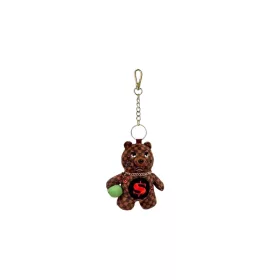 Sprayground Sip Wtf Bubbly Brown Check Bear Keychain Brown