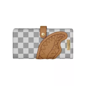 Sprayground Embossed Cream Check Single Fold Wallet Grey