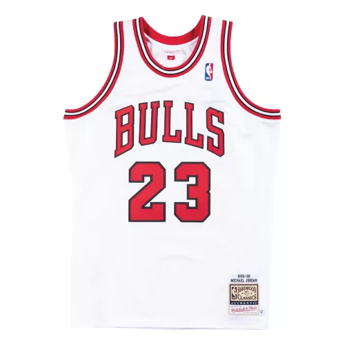 MITCHELL & NESS NBA CHICAGO BULLS HOME MICHAEL JORDAN 95-96'#23 AUTHENTIC JERSEY WHITE