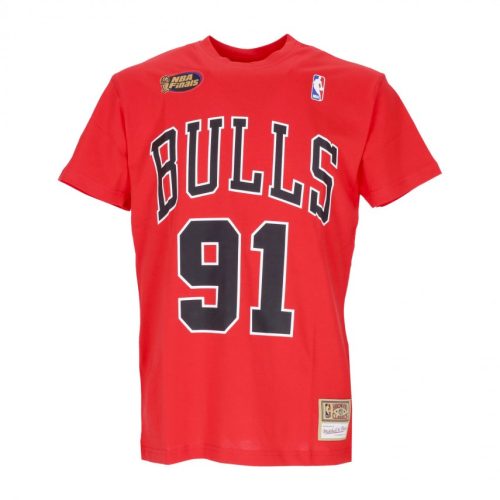 MITCHELL & NESS NBA NAME & NUMBER CHICAGO BULLS DENNIS RODMAN TEE RED
