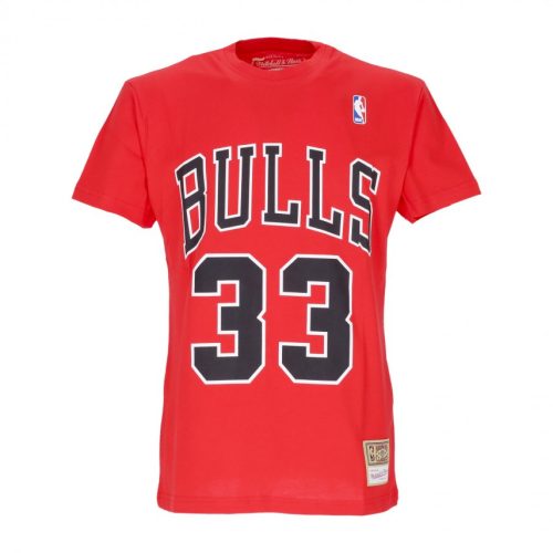 MITCHELL & NESS NBA NAME & NUMBER CHICAGO BULLS SCOTTIE PIPPEN TEE RED