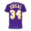 MITCHELL & NESS NBA NAME & NUMBER LOS ANGELES LAKERS SHAQUILLE O'NEAL TEE PURPLE