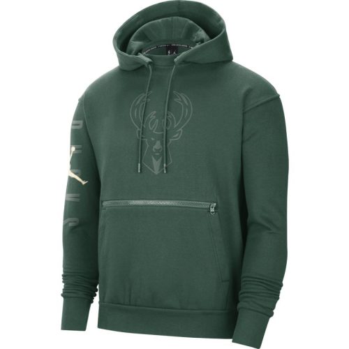 JORDAN MILWAUKEE BUCKS COURTSIDE STATEMENT FLEECE PULLOVER FIR