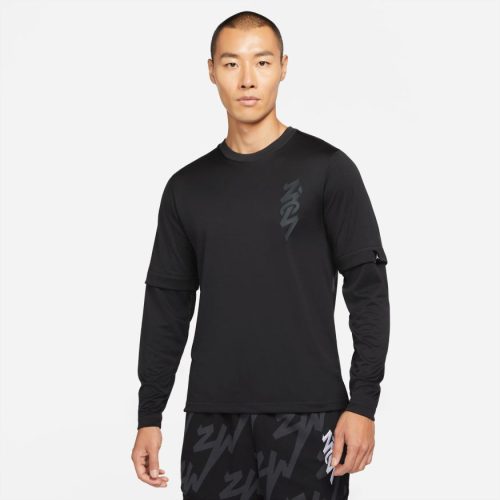 JORDAN ZION LONG SLEEVE SHOOTING SHIRT BLACK/DK SMOKE GREY/DK SMOKE GREY