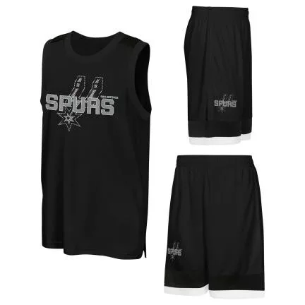 NBA San Antonio Spurs Tank & Short Poly Interlock TA Set Black