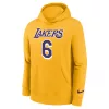 NIKE X NBA LEBRON JAMES LOS ANGELES LAKERS BOYS PO FLEECE ESSENTIAL HOODIE AMARILLO