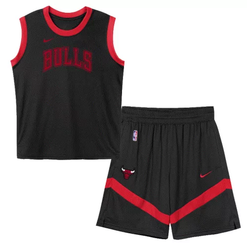 Nike NBA Chicago Bulls Mesh Tank And Short Set Black 4-5YR