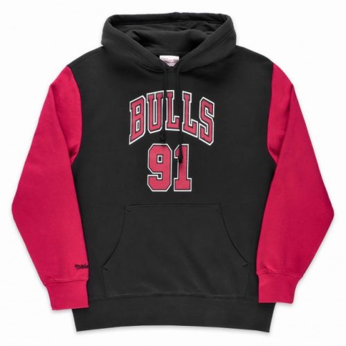 MITCHELL & NESS CHICAGO BULLS DENNIS RODMAN Mens Name & Number Pullover Hoody Black / Red