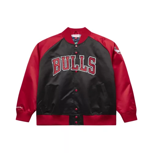 Mitchell & Ness NBA Chicago Bulls Dennis Rodman Player Lightweight Satin Jacket BLACK-SCARLET