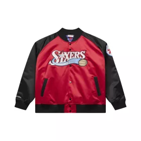   Mitchell & Ness NBA Philadelphia 76Ers Allen Iverson Player Lightweight Satin Jacket SCARLET-BLACK