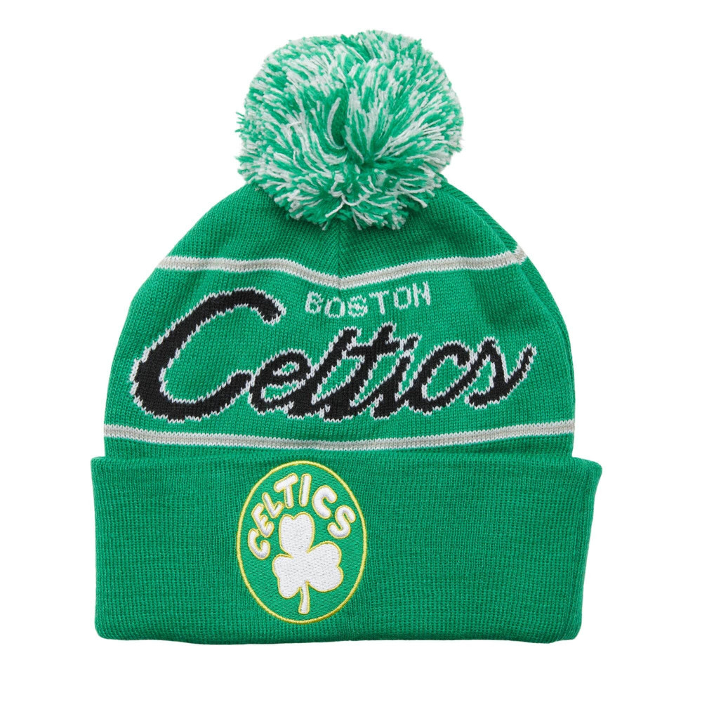 Mitchell ness boston celtics script pom beanie hwc knit pom cuff