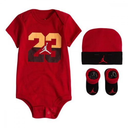JORDAN JUMPMAN HAT/BODYSUIT/BOOTIE SET 3PC GYM RED/MC