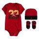 JORDAN JUMPMAN HAT/BODYSUIT/BOOTIE SET 3PC GYM RED/MC