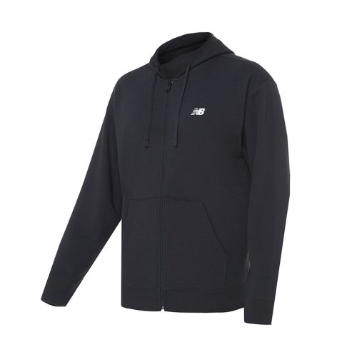 NEW BALANCE STACKED LOGO FRENCH TERRY FULL ZIP HOODIE BLACK